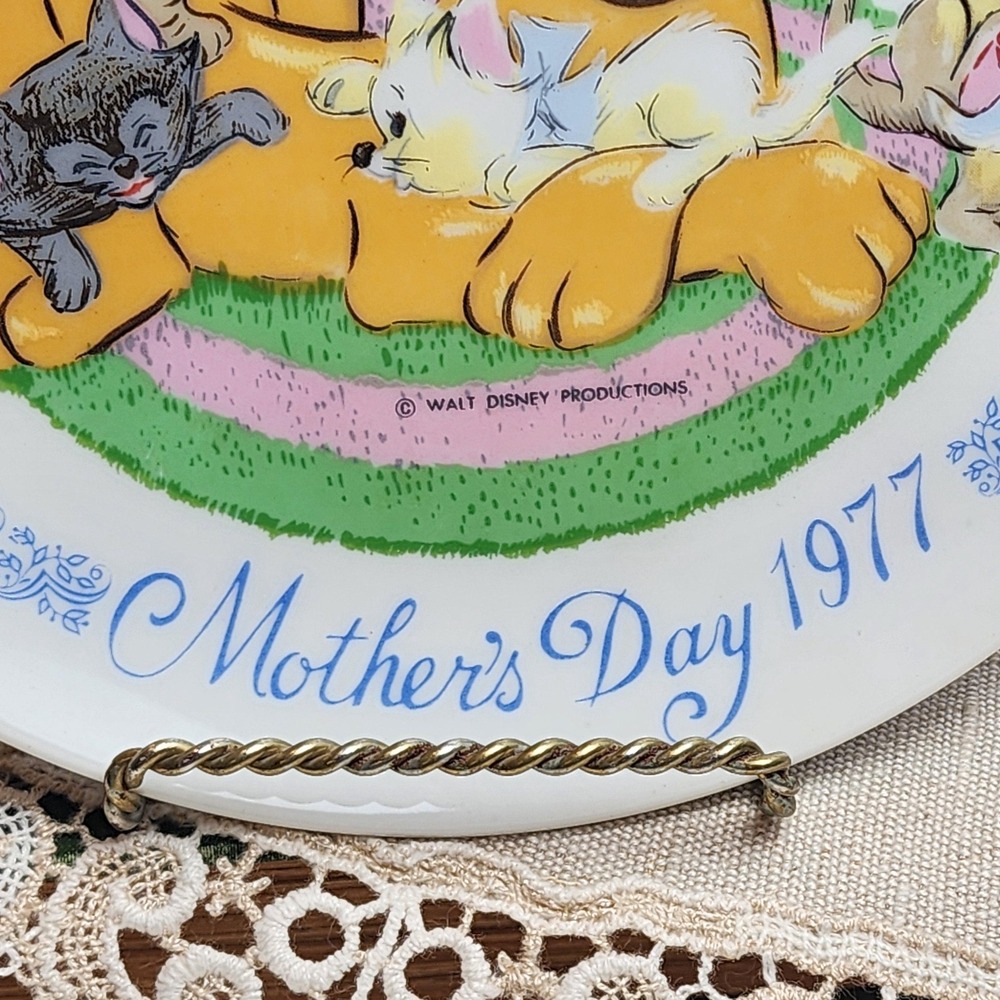 Vintage Disney‎ Pluto 1977 Mother's Day Plate Aristocats Kittens Blue Flower Rim - Picture 5 of 7